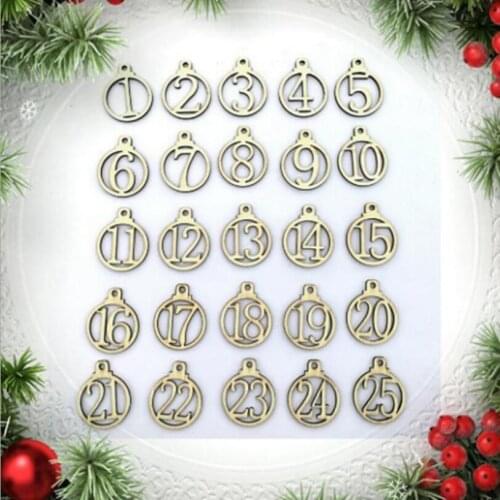 1-25 Wooden Christmas Advent Calendar Gift Tags Number Gift Tags Christmas Countdown Tags Christmas decoration 25pcs