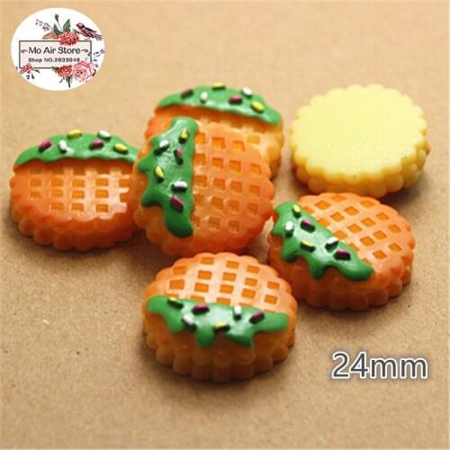 10PCS Sandwich Biscuit Resin Flat Back Cabochon Miniature Food Art Supply Decoration Charm Craft DIY Accessories