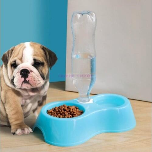 100pcs Pet Dog Cat Feeder Plastic Dual Port Automatic Feeder Water Drinking Feeding Basin Bowls For Cats Pet Dogs Pet Supplie