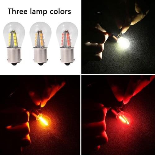 Car LED Brake Signal Light LED Bulb 1156/BA15S 3W Glass Turn Signal Stop Reverse Light Bulb Warm White Red Yellow