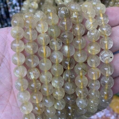 AA+ Grade golde Rutilated Quartzs Beads Selectable Size: 4mm to 10mm Natural Stone Beads DIY Beads For Jewelry Making Strand 15"