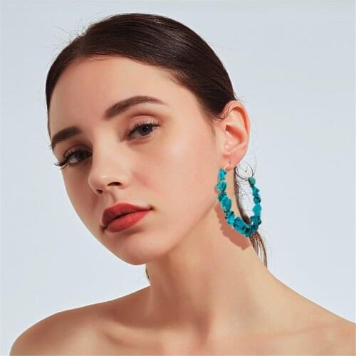 CRLEY women fashion Earrings bohemia earring natural stone brand Jewelry Geometric simple hoop Earrings for women jewelry
