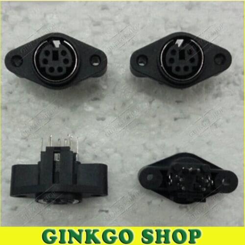 25pcs/lot PS2-6P Sockect with 2Fixed Hole 180 Degree Din Socket PS/2 PS2 6P Female Jack Connector for Mouse Keyboard PCB