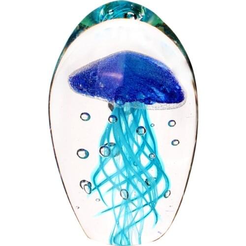 Art Glass Jellyfish Egg Figurine Hand Blown Ocean Animal Collectible Paperweight Ornament Christmas Gift Home Office Keepsake