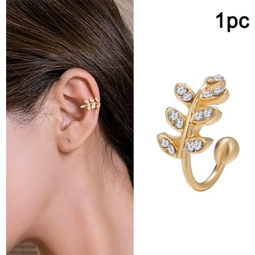 1PC Fashion Gold Color Ear Cuffs Leaf Lightning Pearl Star Moon Clip Earrings Women Climbers No Piercing Fake Cartilage Earring