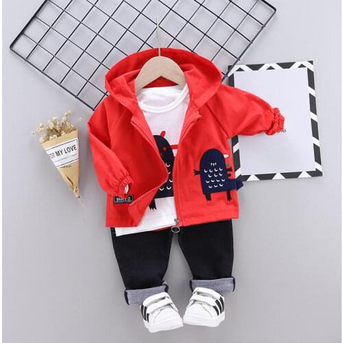Boys Clothing Sets Spring Autumn New Kids Fashion Cotton Casual Coats Hoodies+SHIRT +pants 3pcs Children Boys Casual Sports Suit