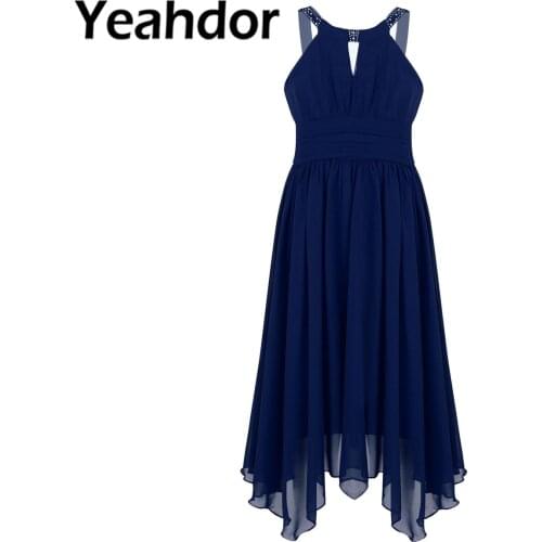 Girls Summer Dress Flower Girls Dresses Kids Sleeveless Chiffon Dresses for Girls Princess Wedding Party First Communion Dress