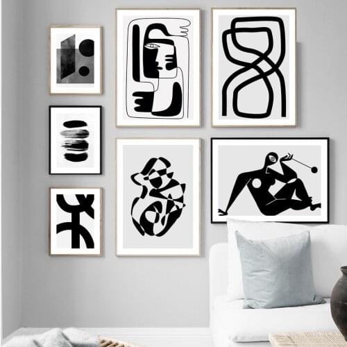Minimalist Abstract Geometric Pattern Portrait Wall Art Canvas Painting Nordic Posters And Prints Wall Pictures For Living Room