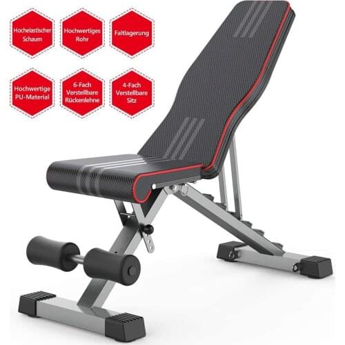 Multifunctional Weight Bench Foldable Fitness Bench Training Sit-up Bench 6-way Backrest 4-way Seat Adjustable Loadable 150kg
