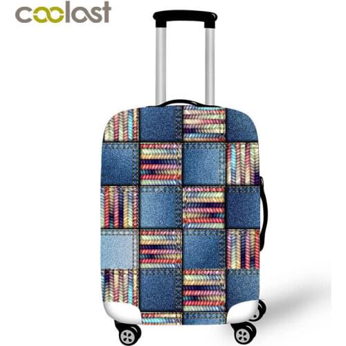 Fashion Luggage Cover for 18-32inch Trolley Case Denim Print Luggage Cover Travel Accessories Elastic Luggage Protective Covers