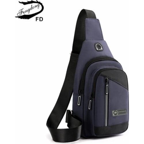 Fengdong men small crossbody bags male mini chest bag travel bagpack boy sling shoulder sport bag mobile phone bag gifts for men