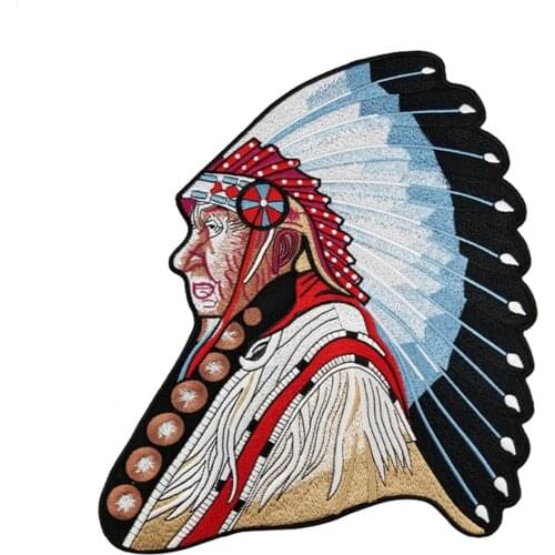 Chief Indian Embroidery Patch Large Size Sticker Iron on Back Patches Clothing MC Biker Jacket Jeans Vest DIY Custom Accessaries