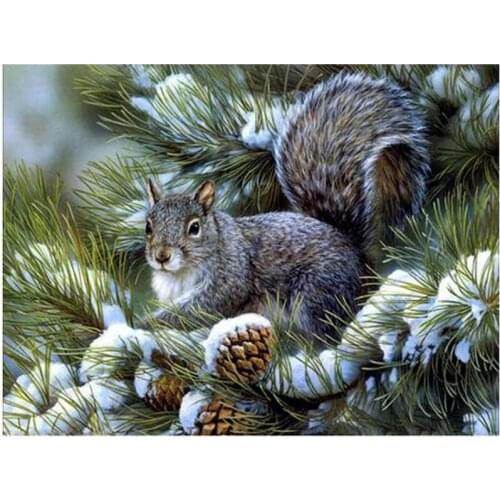 New 5D Diy Full Drill Square/Round Diamond Painting Squirrel Diamond Art Embroidery Animal Mosaic Handmade Home Decoration Gift
