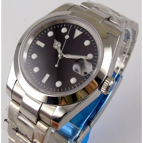 New Sterile 24 Jewels NH35 MIYOTA 8215 Mechanical Men Watch Oyster Strap Screw Back Sapphire Crystal Folding Clasp