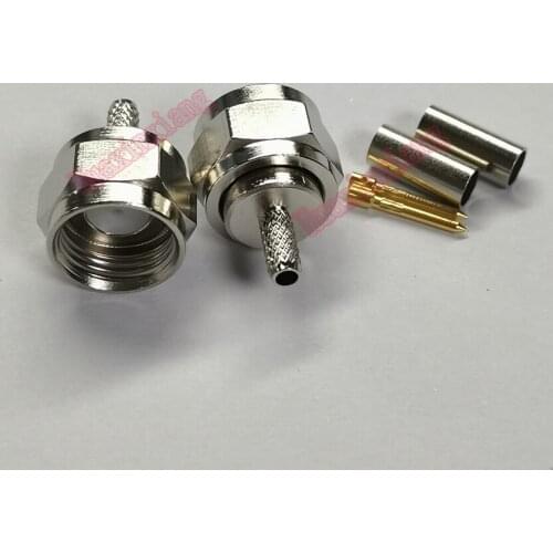 10PCS/Lot English-Type F Male Crimp Adapter Plug Connector RF Coaxial TV For RG316/RG174 Cable