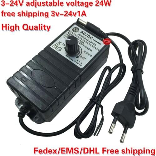 Wholesale free shipping adjustabl 3V-24V adapter 16.8V1A, 20.5V1A, 23V1A, 10.2V2ADC 24W Power Adapter with US / EU Plug