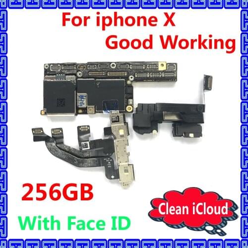 Original mainboard IOS system Logic board for iphone X 256GB Factory unlocked motherboard with / without face ID Clean iCloud