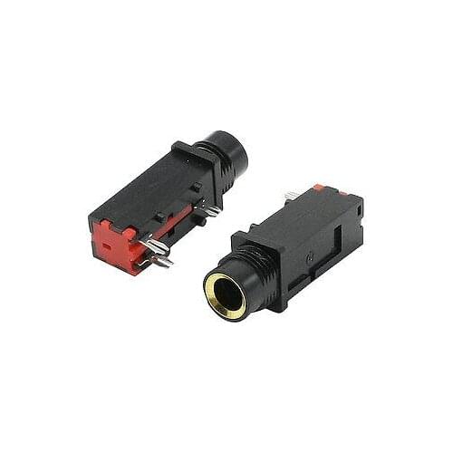 Pair 6.5mm Socket 3 Pin Audio Stereo Jack Panel Mount Connector