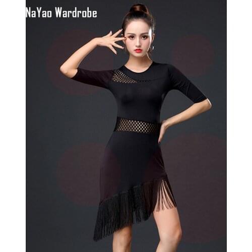 Latin Dance Dress Women Patchword Tassel Dress for Ballroom Samba Tango Chacha Dancing Performamnce SS025