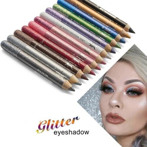 Attractive Glitter Eyeliner Pencils - 12 Metallic Colors Eyeliners & Eyeshadow Pencil Set Natural Long Lasting Makeup Pencils