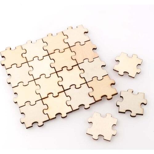 50Pcs Blank Wooden Chip Jigsaw Kids Birthday Party Supplies DIY Scrapbook Craft Wedding Decoration Hand-Made Graffiti
