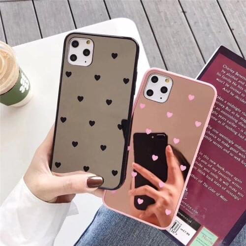 Luxury Small Love Heart Mirror Phone Case For iPhone 11 Pro Max XS MAX XR X 8 7 Plus 6 6s Plus Case Make Up Mirror Back Cover S0
