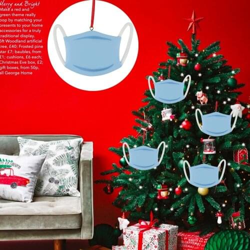 Christmas Ornaments Creative Special Xmas Tree Decorative Pendant Face Mask DIY Decor Supplies For Home Living Room Wall Door