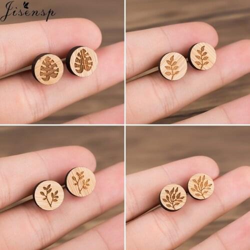 Jisensp Bohemian Style Ethic Leaves Wooden Earrings Fashion Jewelry for Women Life of Tree Leaves Earrings Party Gift bijoux