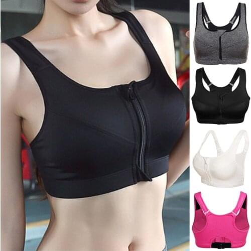 1PC 5XL Women Zipper Push Up Sports Bras Vest Underwear Shockproof Breathable Gym Fitness Athletic Running Sport Tops