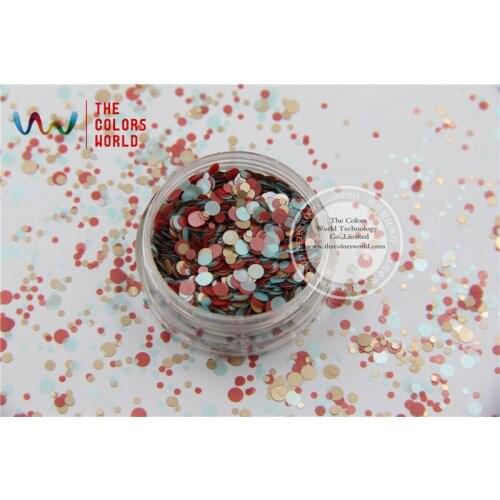 RF321-196 Mix Colors Dot shapes round Glitter for nail art ,nail gel,makeup and DIY decoration