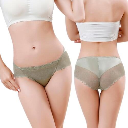 High Quality Big Size Sexy Lace Panties Womens Underwear Satin Lace Briefs Knickers Boxer Low Rise Jacquard Lace Briefs