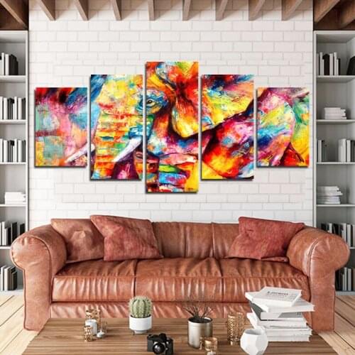 Animal Decoration Canvas Painting Color Elephant Wall Art Style Decoration Home Living Room Bedroom Poster Frameless Style