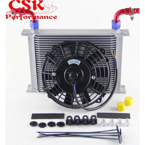 Universal 28 Row 10AN Oil Cooler W/ Fittings + 7" Electric Fan For Racing Car