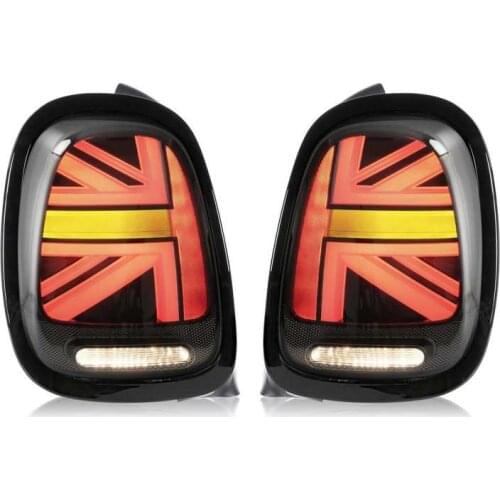 VLAND Full LED for JCW Union Jack Tail Lights Smoked Lens with Sequential Turn Signal Fit for MINI Cooper F55 F56 F57 2014-2020