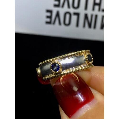 Fine Jewelry Sapphire Ring Natural 0.9ct Blue Sapphire Gemstone Pure 18 K Gold Jewelry For Women Diamonds Rings