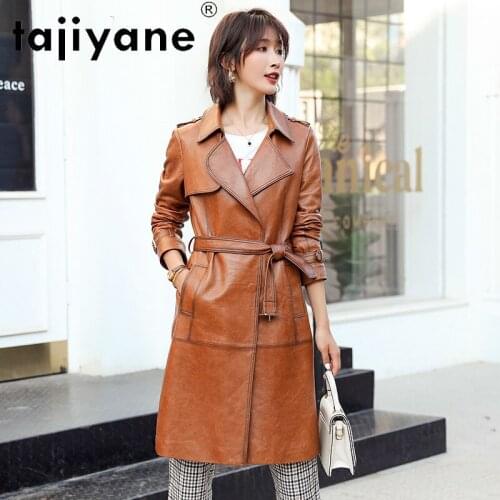 Korean Women 2021 Autumn Clothes Real Sheepskin Jacket Female Genuine Leather Coats Woman Long Coat Femme Veste TN1959