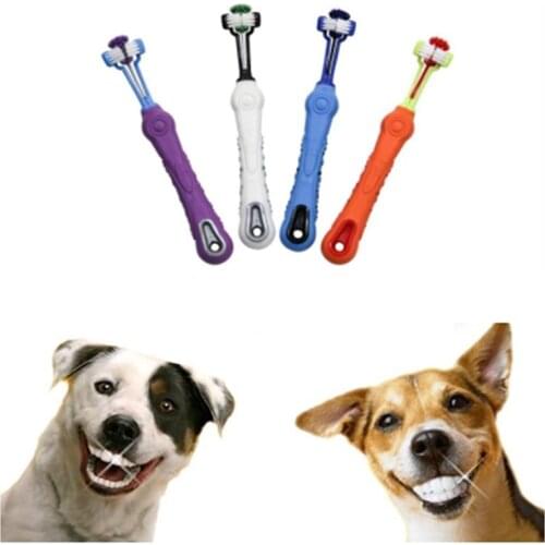 Pet Supplies Pet Toothbrush Three-Head Toothbrush Multi Angle Cleaning Teeth Care For Cat Dog Tooth Cleaning Brush