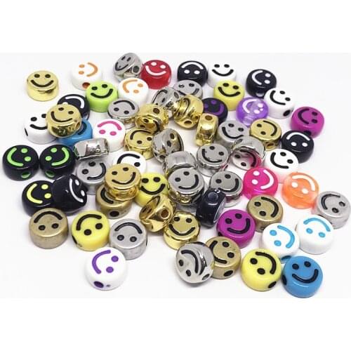 1kg 4mm*7mm 7300pcs diy acrylic round Smile face double faced spacer beads.for jewelry making bracelet necklace accessories2020