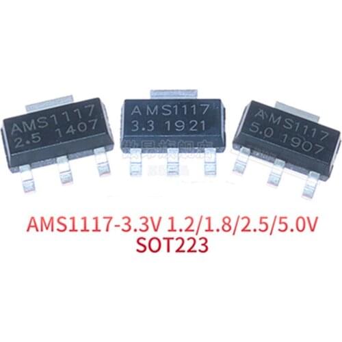 10PCS/LOT AMS1117-3.3V 1.2/1.8/2.5/5.0 regulated power supply step-down IC SOT-223 brand new original