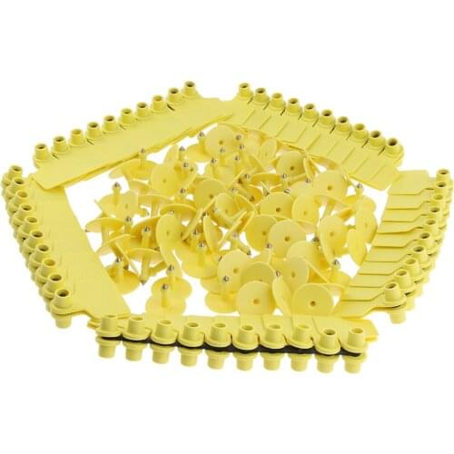 100 Pcs Pigs Cow Cattle Ear Tag, Blank, Brass Ear Stud, Never Rust, Yellow
