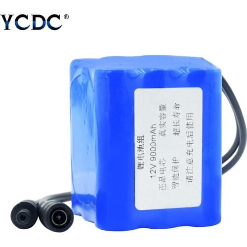 12V 18650 Battery Pack (9 Pcs 18650 Lithium Li Ion Cell Rechargeable ) With 5.5x2.1mm DC Plug For Toys Sweeping Machine LED Lamp