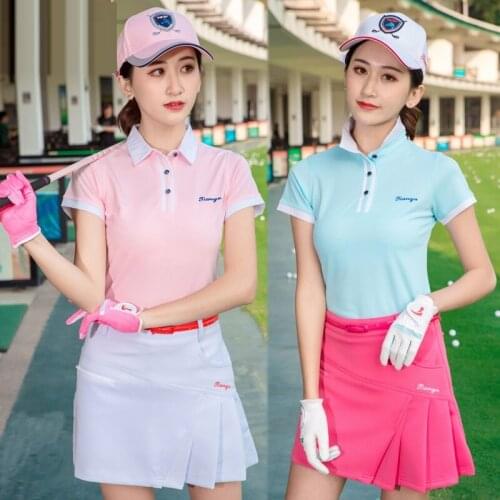 2020 Summer Breathable Training T-shirt Women Short Sleeve Slimming Tees Ladies Anti-sweat Quick-Dry Golf Apparel D0699