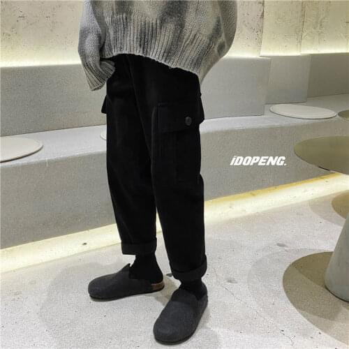 2020 Winter New Japanese Style Trousers Casual Oversize Man Long Cargo Pants Man Thickened Corduroy Casual Pants