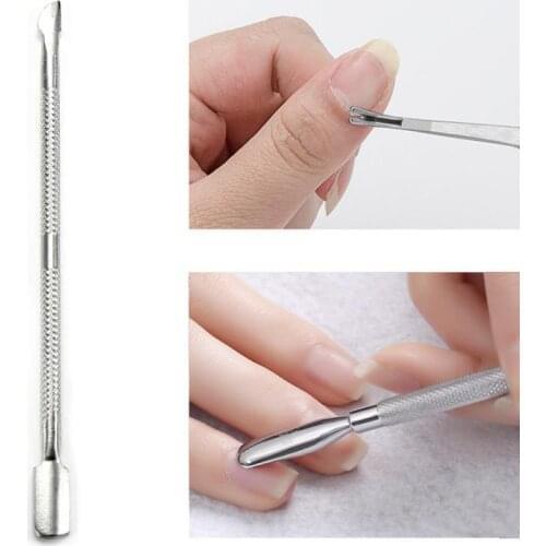 3pcs Double Head Stainless Steel Nail Cuticle Pusher Spoon Remover Trimmer Dead Skin Manicure Pedicure Cleaner Nail Cleanse Tool