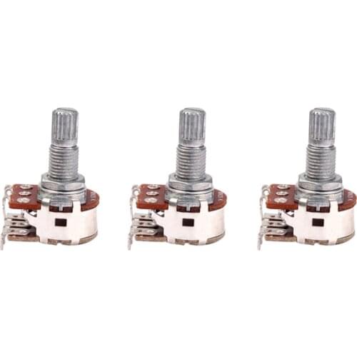 3 Pcs Double Balance Stacked Knurled Stalk Guitar Bass Volume Tone Control Pots Potentiometer Switch MN25K