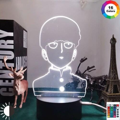 3D Lamp Anime Mob Psycho 100 Shigeo Figure Nightlight for Kids Child Bedroom Decorative Atmosphere Colorful Table Lamp Usb Gift
