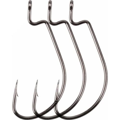 50pcs Fishing Hook Hign Carbon Steel Wide Crank Offset Barbed Fishhook For Soft Lure Worm Hook Bass Carp Fishing Tackle