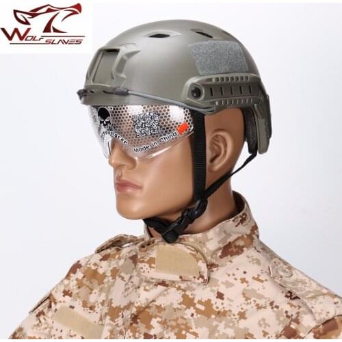 Army Helmet 2019 Outdoor Tactical BJ Helmet NVG Mount And Side Rail With Clear Visor For Military Airsoft Helmet Cover