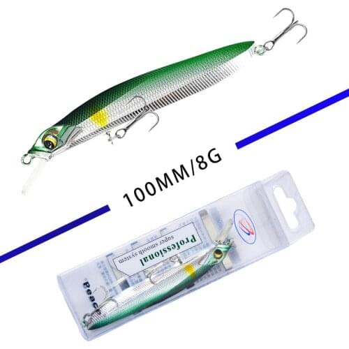 Minnow Fishing Lures 100mm 8G Wobbler Floating Treble Hook Artificial Pesca Hard Bait Swimbait Crankbait 3Deyes 6 Colors