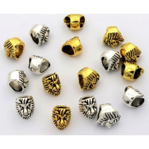 Mix Lion Big Hole Tibetan Silver Gold Metal Charm Beads For Jewelry Making Diy Bracelet Necklace Accessories Wholesale A lot
